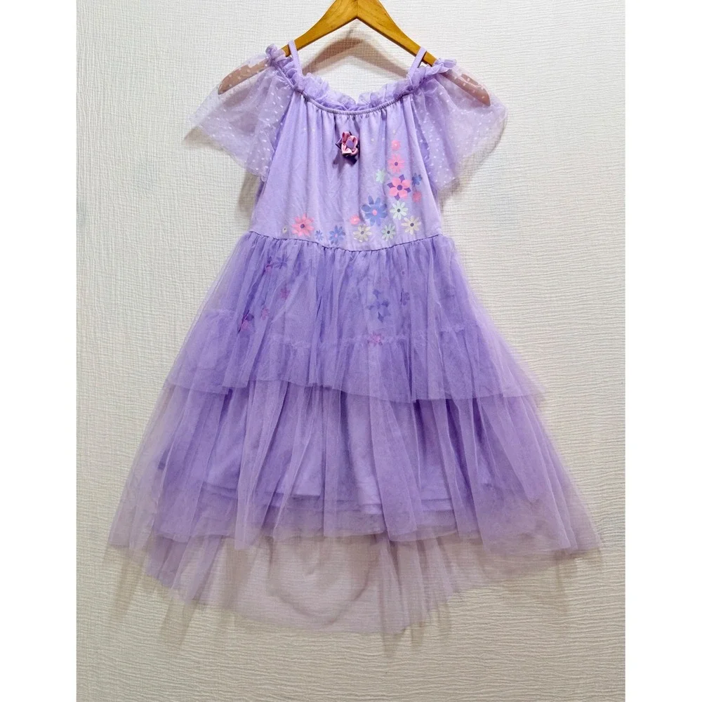 Disney Encanto Isabela Purple Tulle‎ High-Low Dress Girls L 10/12 Costume Fairy